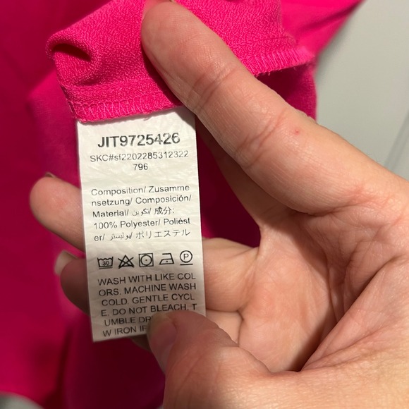 SHEIN Curve Hot Pink Ruffle Cap Sleeve Blouse 4XL Fuchsia Keyhole Back Top - Picture 4 of 9